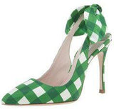 Gingham Slingback Sandals - (Orange, Blue, Red, Green) - DESIGNER INSPIRED FASHIONS