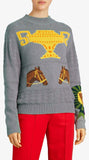 Equestrian Intarsia Cotton Wool Sweater