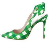 Gingham Slingback Sandals - (Orange, Blue, Red, Green) - DESIGNER INSPIRED FASHIONS