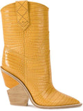 Crocodile-Embossed Ankle Boots