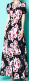 Rose-Print V-Neck Maxi Dress