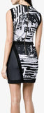 Sleeveless News Intarsia Mini Dress