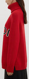 Turtle Neck Logo Sweater in Red