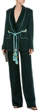 Rope-Belted Blazer-Jacket and Pant Suit - Green or Yellow