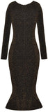 Glitter Knit Embellished-Buttons Midi Dress