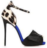 Safety Pin Leather Sandals in Leopard Print - DESIGNER INSPIRED FASHIONS