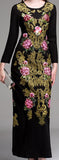 Embellished Brocade Black Gown