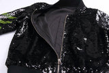 Sequin Embellished Bomber Jacket in Black - DESIGNER INSPIRED FASHIONS