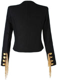 Black Hanging-Chain-Embellished Jacket Blazer - DESIGNER INSPIRED FASHIONS