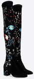 Embroidered Over-the-Knee Boots in Black - DESIGNER INSPIRED FASHIONS