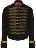 Leaf-Embroidered Military Style Jacket in Black - DESIGNER INSPIRED FASHIONS