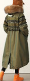 Fur-Hooded Embroidered Down Parka Coat