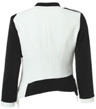 Asymmetric Cropped Jacket in Black & White - DESIGNER INSPIRED FASHIONS