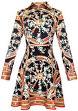 Floral and Wheel Printed Dress