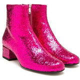 Glittered Leather Ankle Boot - (Fuchsia, Silver, Gold) - DESIGNER INSPIRED FASHIONS