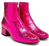 Glittered Leather Ankle Boot - (Fuchsia, Silver, Gold) - DESIGNER INSPIRED FASHIONS
