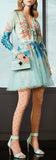 Floral Embroidered Green Mini Dress