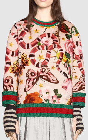 Garden Exclusive Printed Sweatshirt in Light Pink - DESIGNER INSPIRED FASHIONS