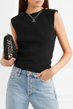 Button-Embellished Knit Top and Skirt Set