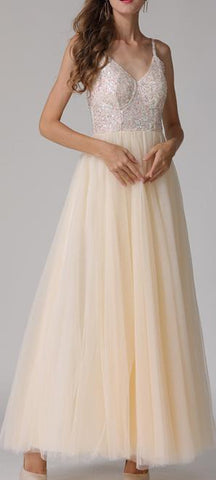Sequined Sleeveless Tulle/Mesh Gown