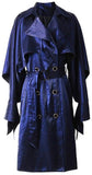 Shimmering-Effect Trench Coat - Blue or Black