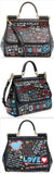 Medium Sicily Graffiti Print Leather Satchel