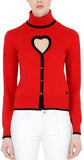 Heart Cut-Out Wool Blend Knit Cardigan Sweater in Red - DESIGNER INSPIRED FASHIONS