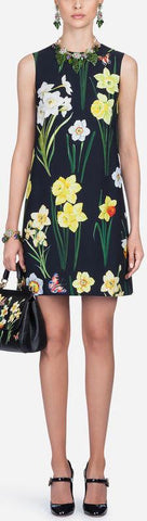 Floral Printed Cady Mini Dress