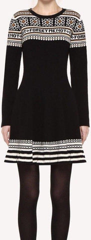 Wool Dress with Geometric Jacquard Design