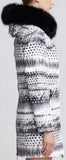 Printed Paneled Puffer Coat, White