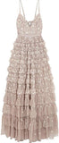 'Marie' Tiered Embellished Tulle Gown, Beige | DESIGNER INSPIRED FASHIONS