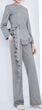 Ruffle Belted Top & Pin Stripe Pant Set