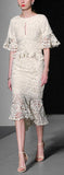 Studded Macrame Peplum Midi Dress