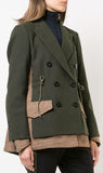 Plaid and Solid Mix Blazer