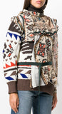 Embroidered Roll-Neck Navajo Print Sweater, Brown