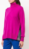 Pleated Turtleneck Sweater, Fuchsia