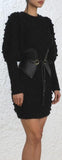 Fleeting Bauble Blouson-Sleeve Dress, Black