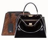 Black Patent Leather Bag with Cover