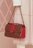 Double F Leather Handbag, Red