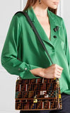 Kan I Logo-Print Medium Velvet Shoulder Bag