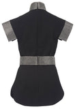 Black Belted Crepe Sequin Top
