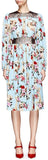 Dog & Rose Print Crepe De Chine Dress