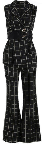Sash-Belted Vest-Top and Pant Suit