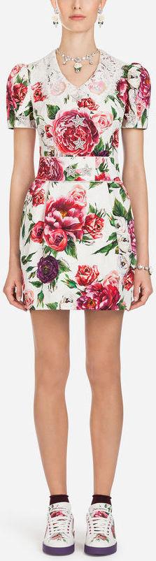 Peony Print Brocade Dress