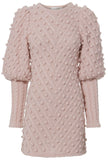 Fleeting Bauble Blouson-Sleeve Dress, Pink