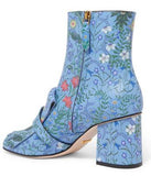 Marmont Fringed Floral-Print Leather Ankle Boots