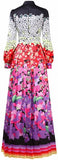 Pussy-Bow Printed Maxi Dress