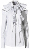 Ruffled Open-Shoulder Shirt