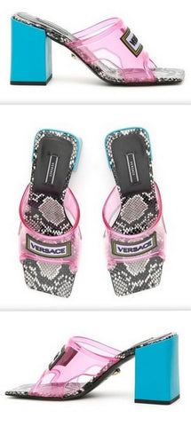 Logo Leather and PVC Sandals