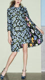 Single-Breasted Floral-Jacquard A-Line Coat